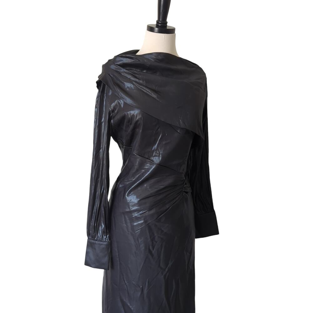 BCBGMAXAZRIA Wylie Dress Womens 38 6 Runway Designer Luxury Black‎ Shimmer $368 - Picture 6 of 16